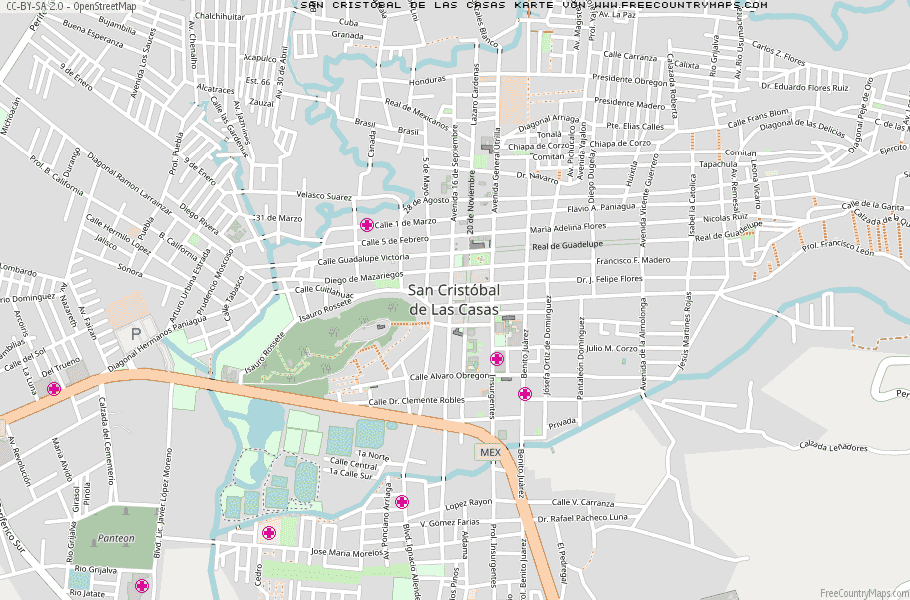 Karte Von San Cristóbal de Las Casas Mexiko