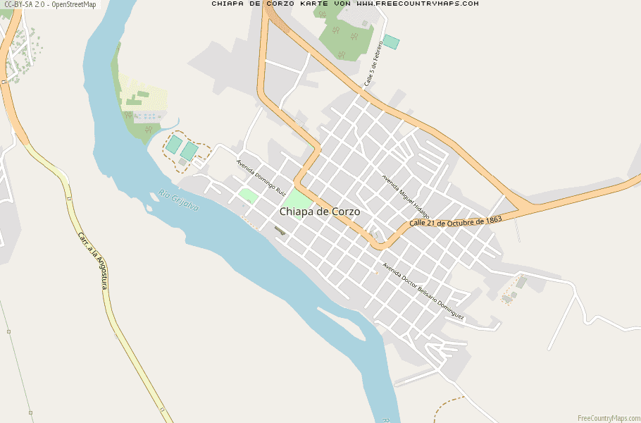 Karte Von Chiapa de Corzo Mexiko