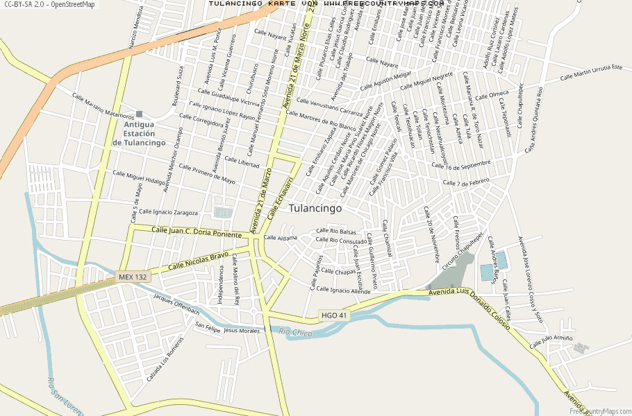 Karte Von Tulancingo Mexiko