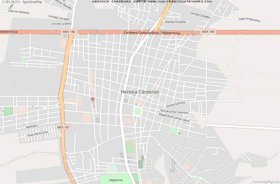 Karte Von Heroica Cárdenas Mexiko