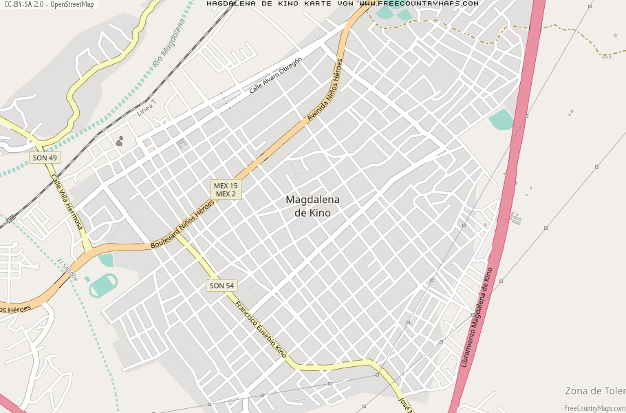 Karte Von Magdalena de Kino Mexiko