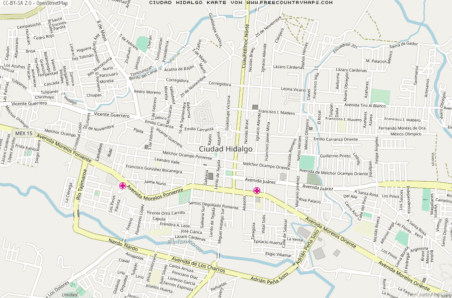 Karte Von Ciudad Hidalgo Mexiko