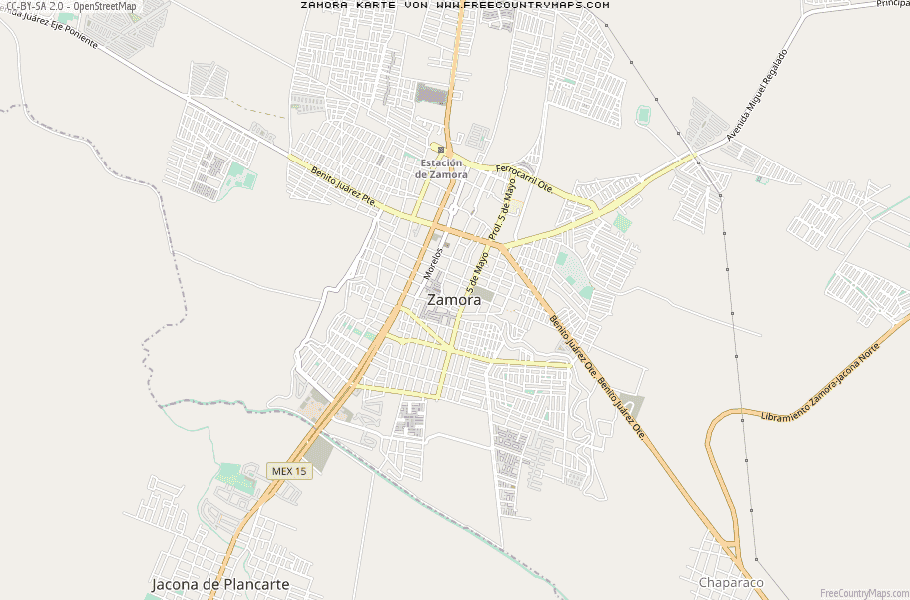Karte Von Zamora Mexiko
