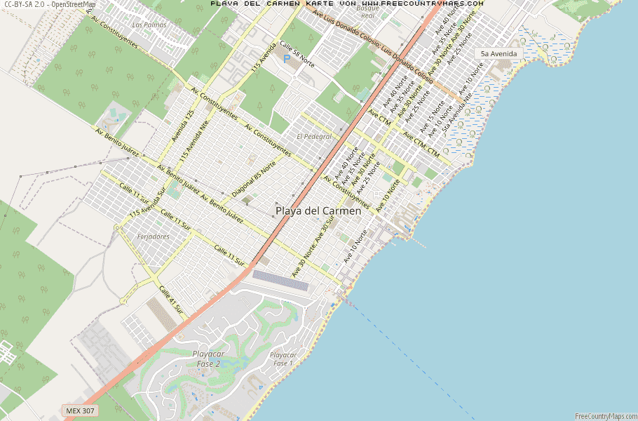 Karte Von Playa del Carmen Mexiko