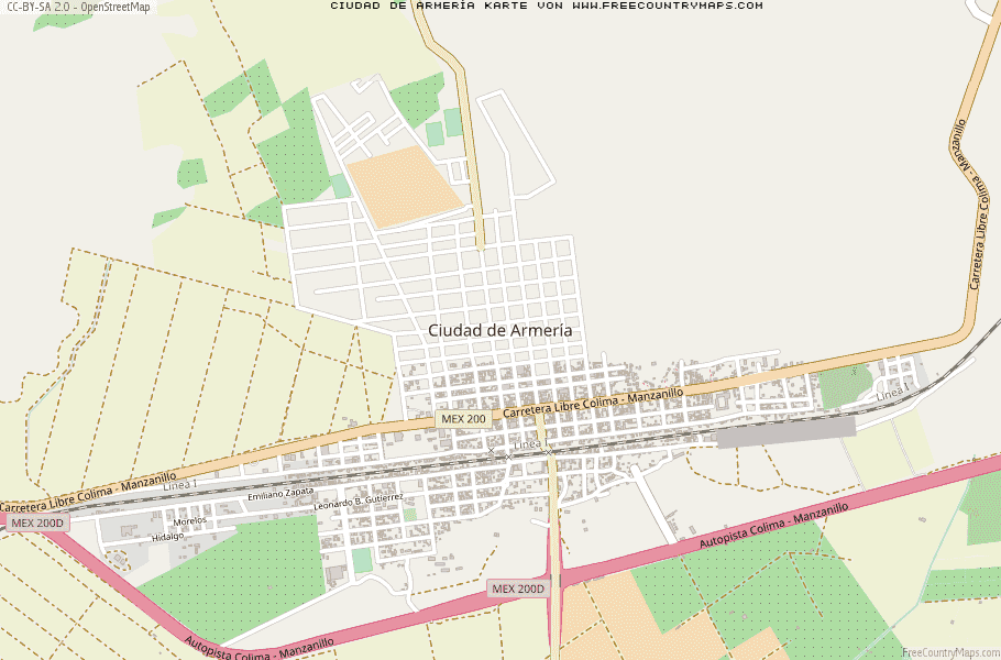 Karte Von Ciudad de Armería Mexiko