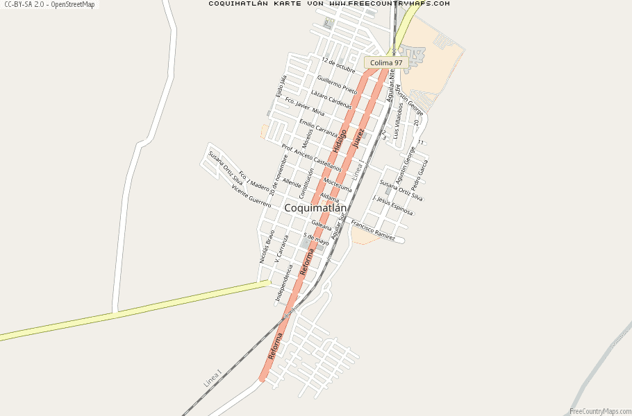 Karte Von Coquimatlán Mexiko