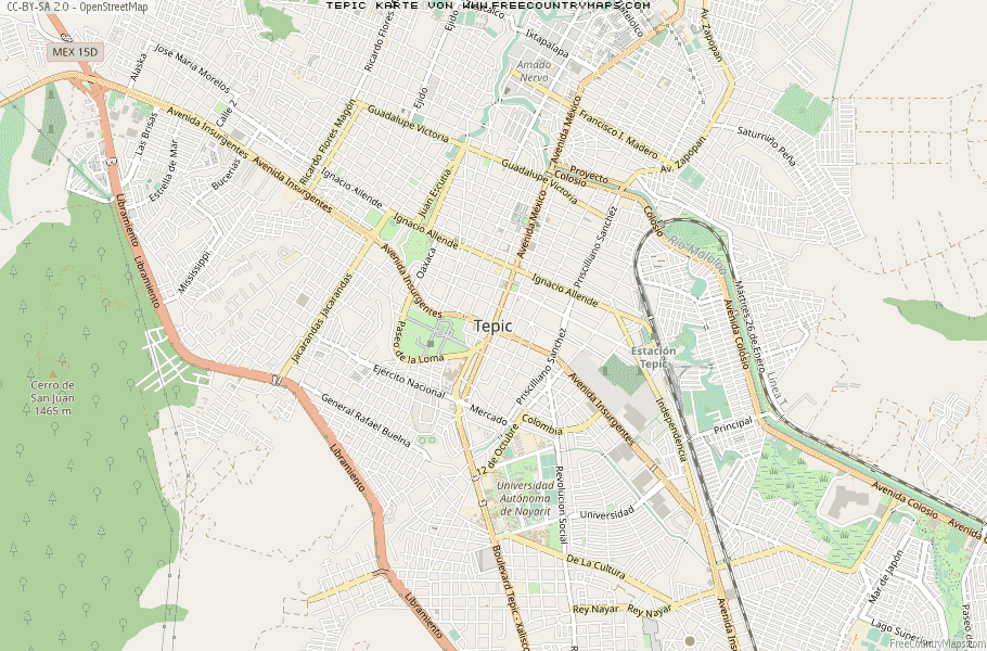 Karte Von Tepic Mexiko