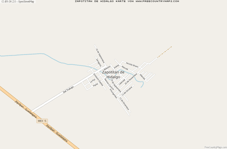 Karte Von Zapotitán de Hidalgo Mexiko