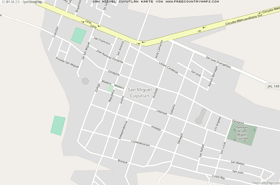 Karte Von San Miguel Cuyutlán Mexiko
