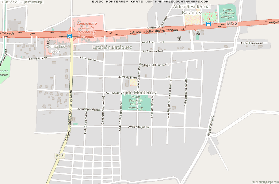 Karte Von Ejido Monterrey Mexiko