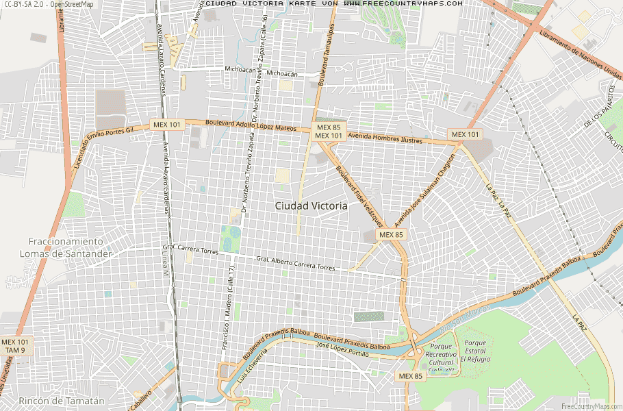 Karte Von Ciudad Victoria Mexiko