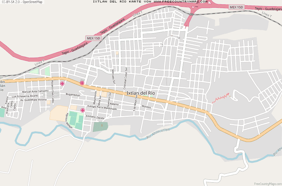 Karte Von Ixtlan del Río Mexiko