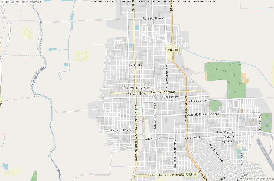 Karte Von Nuevo Casas Grandes Mexiko