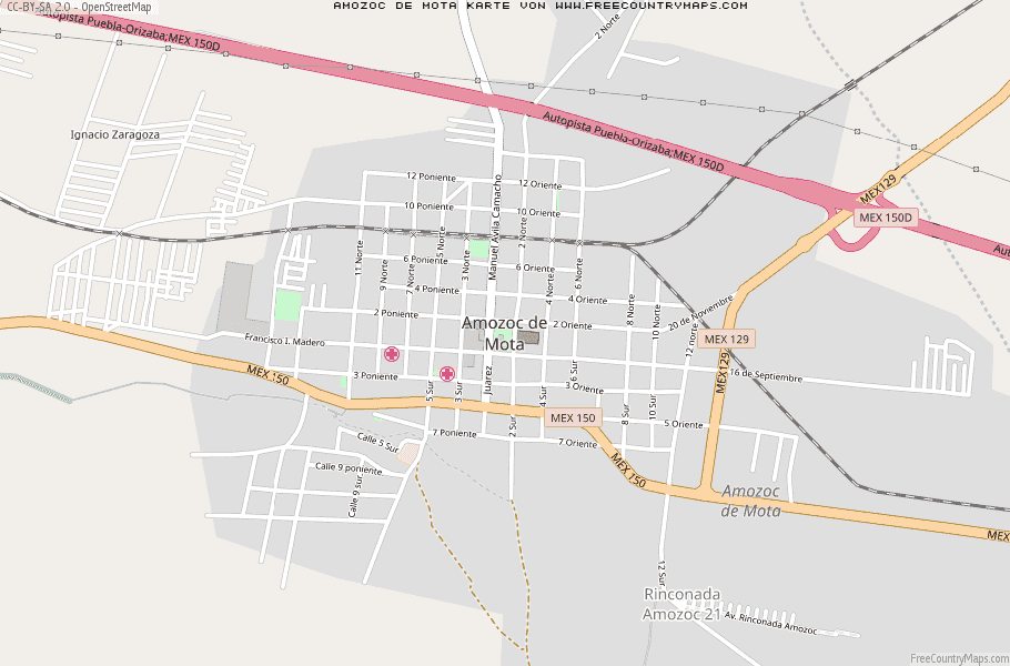 Karte Von Amozoc de Mota Mexiko