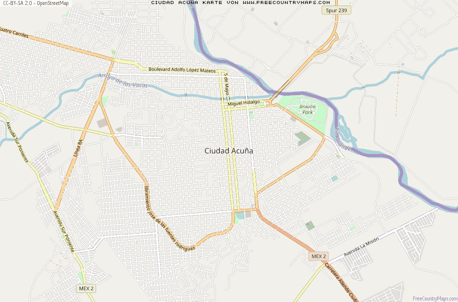 Karte Von Ciudad Acuña Mexiko