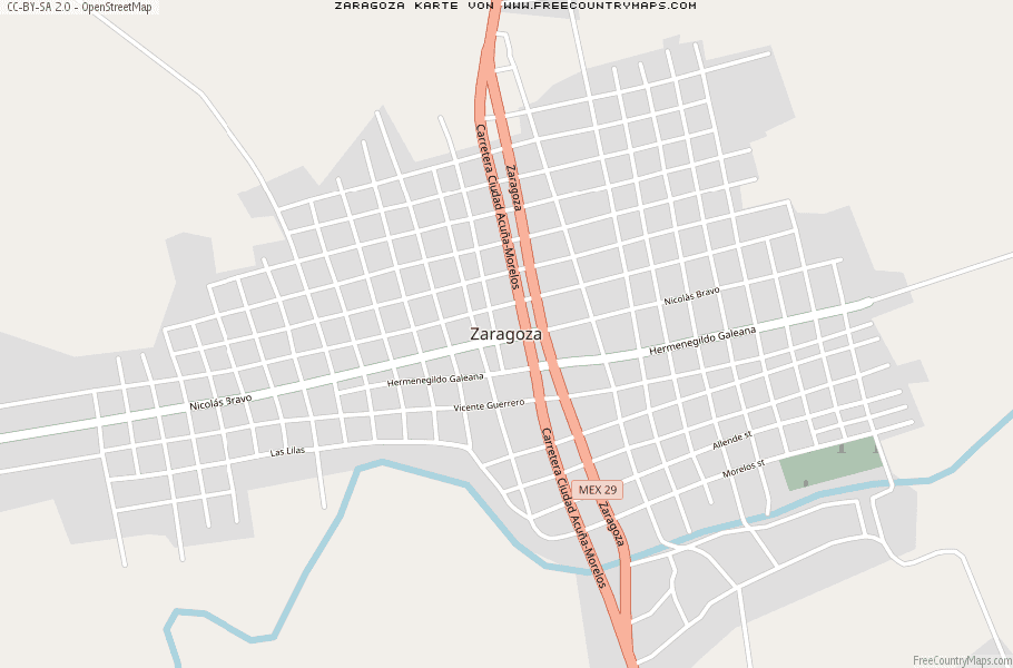 Karte Von Zaragoza Mexiko