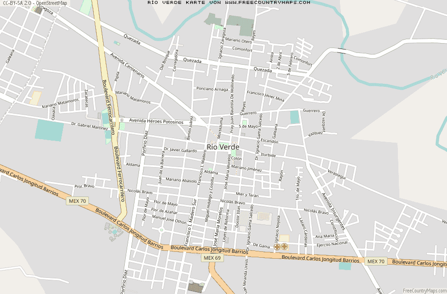 Karte Von Río Verde Mexiko