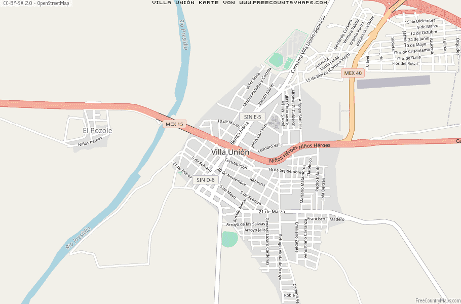 Karte Von Villa Unión Mexiko