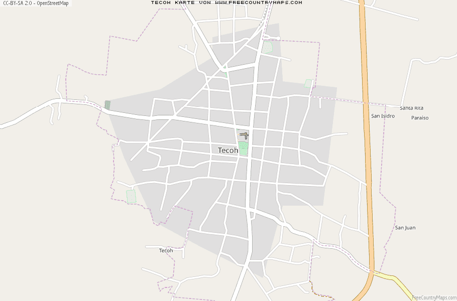 Karte Von Tecoh Mexiko