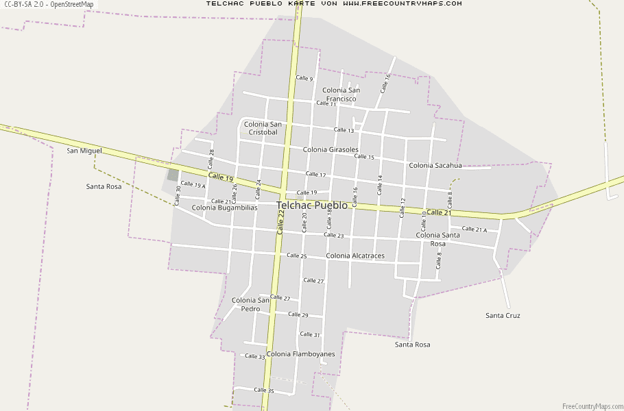 Karte Von Telchac Pueblo Mexiko