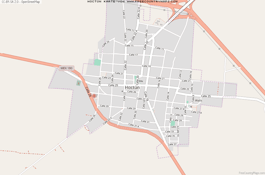 Karte Von Hoctún Mexiko