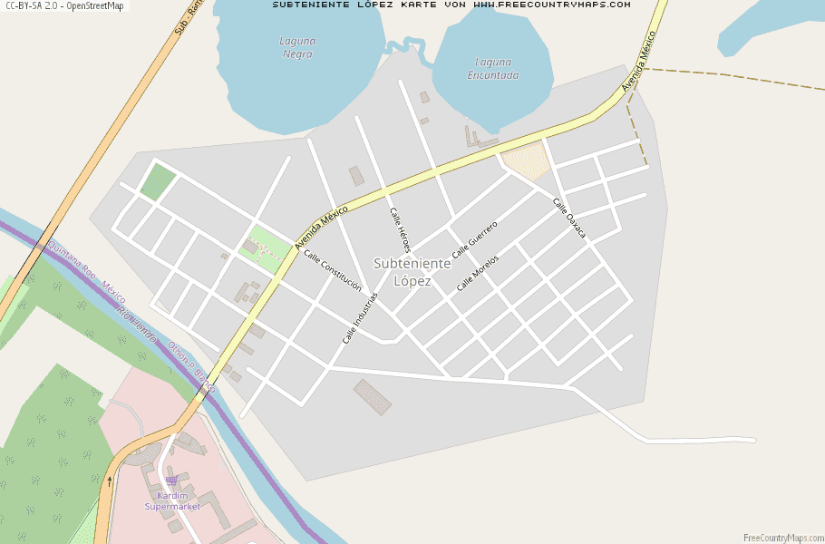 Karte Von Subteniente López Mexiko