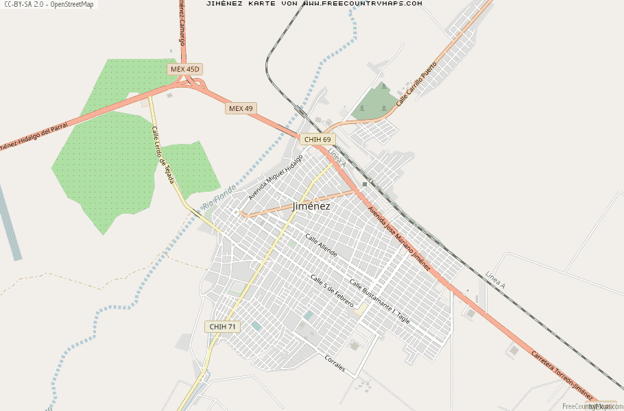 Karte Von Jiménez Mexiko