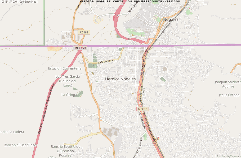 Karte Von Heroica Nogales Mexiko