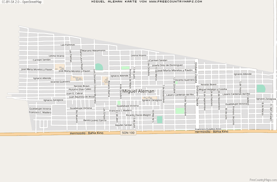 Karte Von Miguel Aleman Mexiko