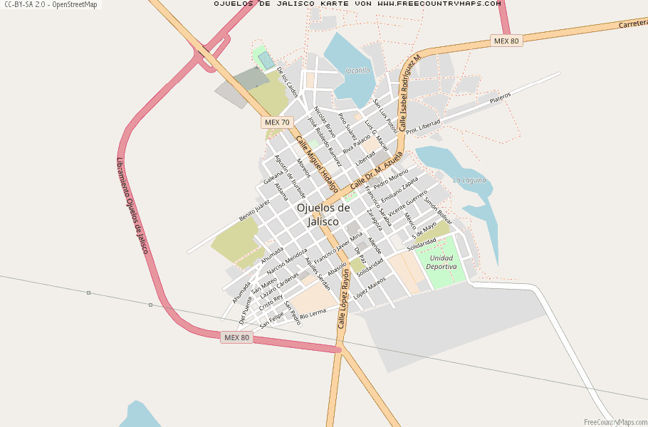 Karte Von Ojuelos de Jalisco Mexiko