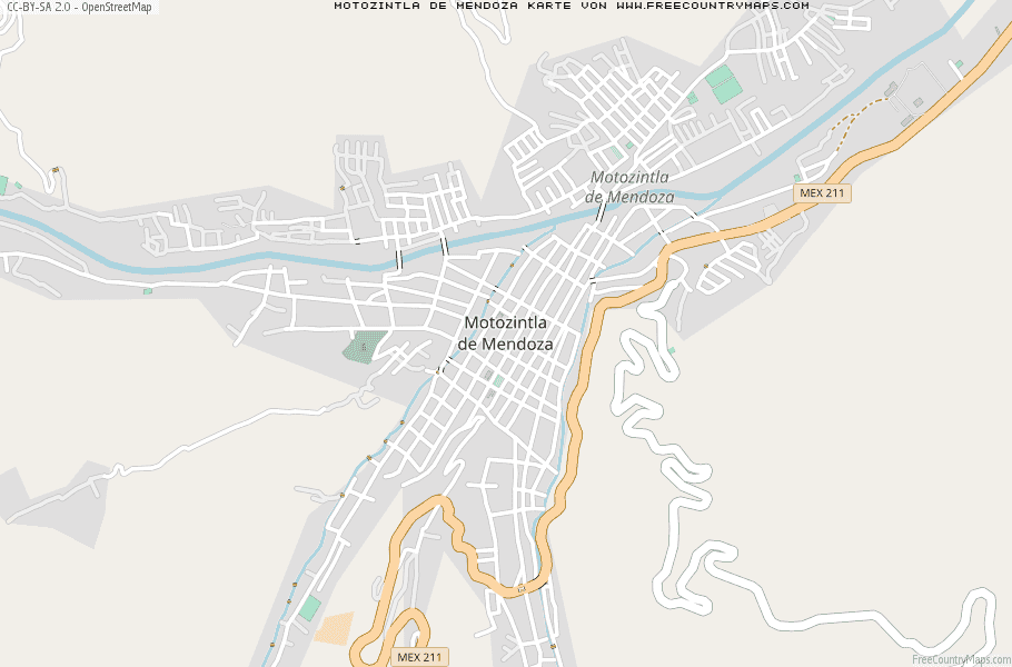 Karte Von Motozintla de Mendoza Mexiko