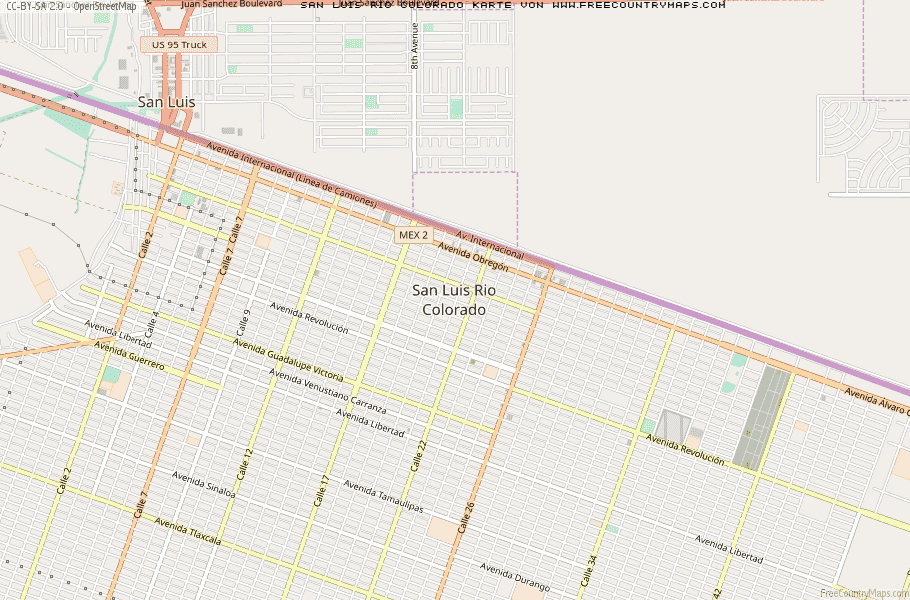 Karte Von San Luis Rio Colorado Mexiko
