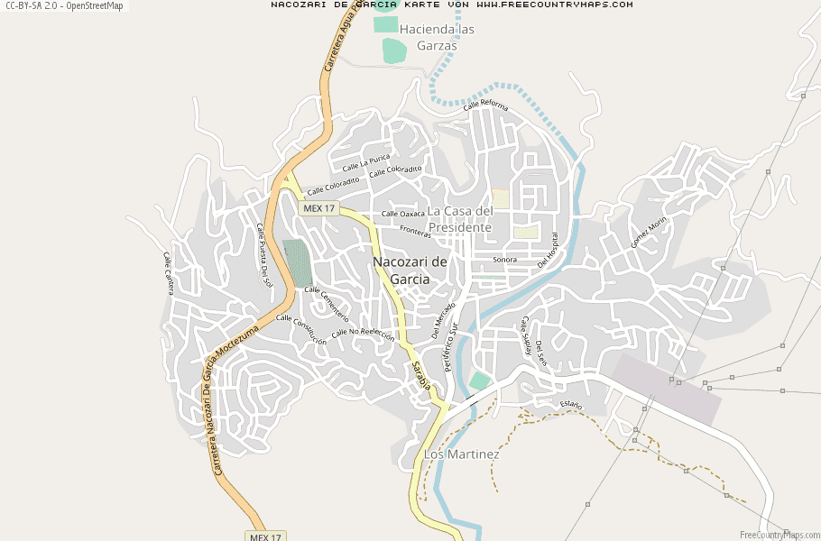 Karte Von Nacozari de Garcia Mexiko