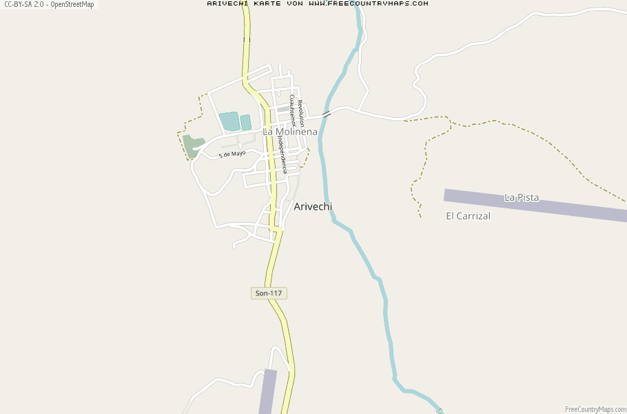 Karte Von Arivechi Mexiko