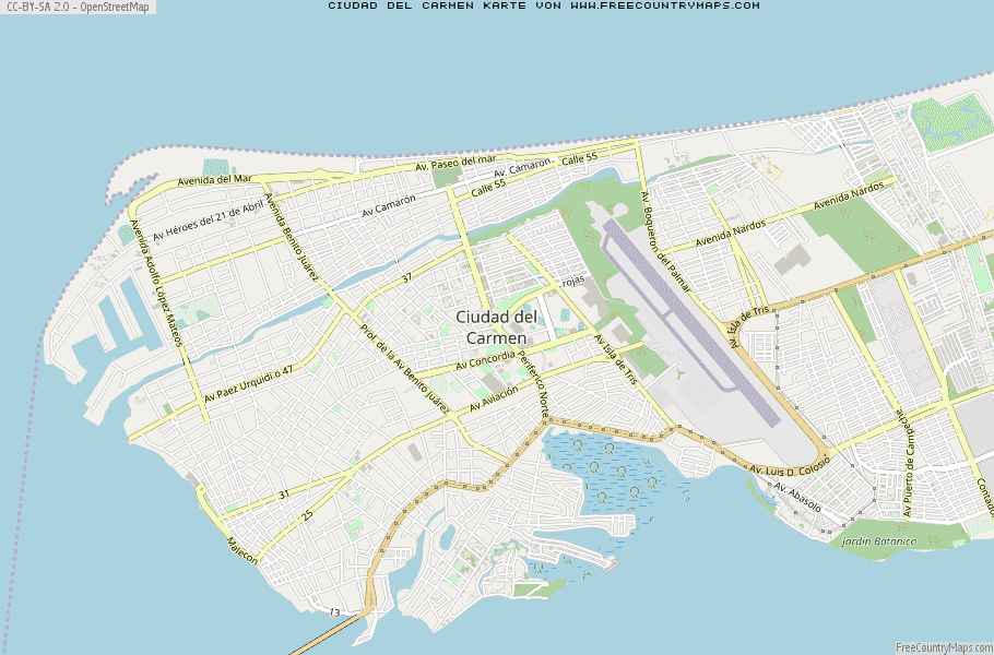 Karte Von Ciudad del Carmen Mexiko