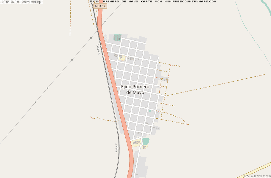 Karte Von Ejido Primero de Mayo Mexiko
