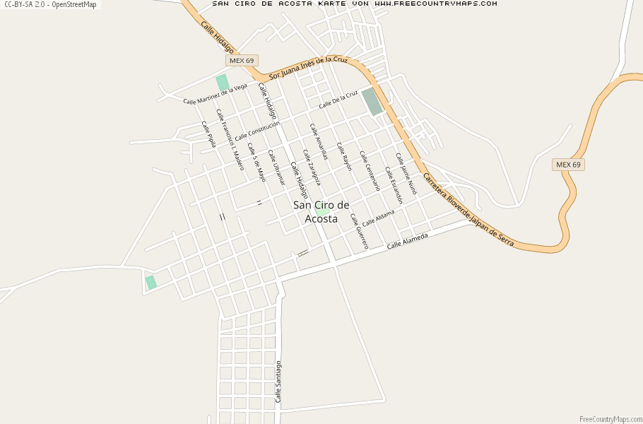 Karte Von San Ciro de Acosta Mexiko