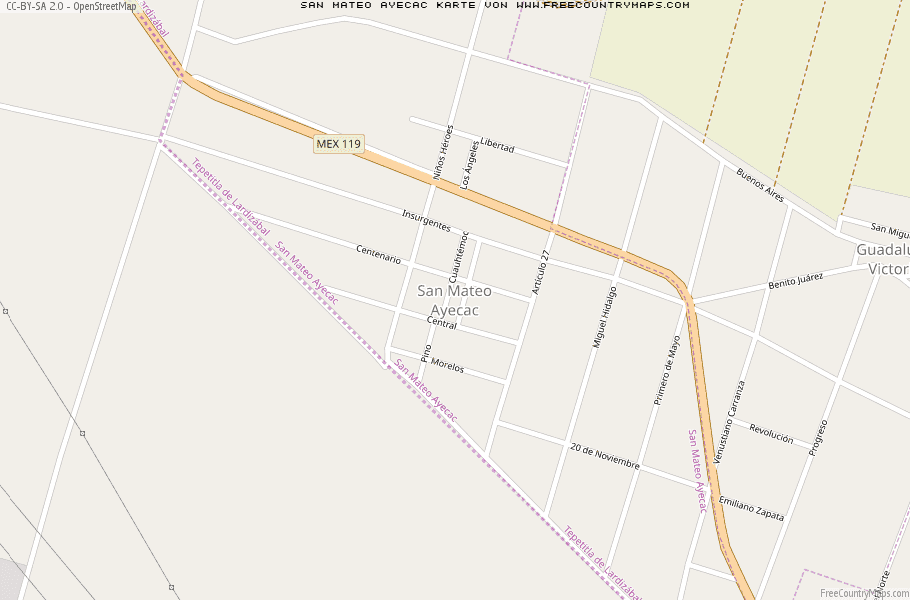 Karte Von San Mateo Ayecac Mexiko