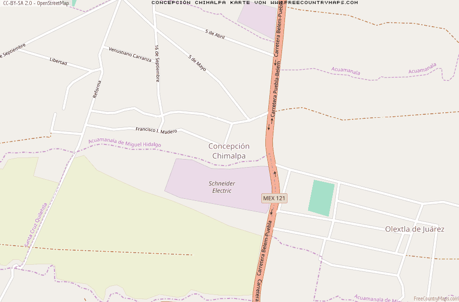 Karte Von Concepción Chimalpa Mexiko