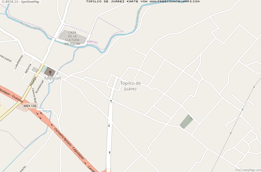Karte Von Topilco de Juárez Mexiko