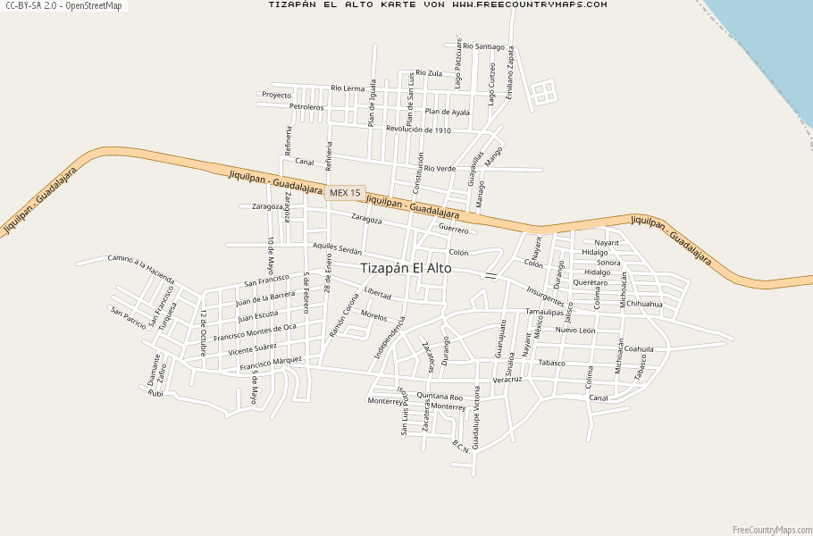 Karte Von Tizapán El Alto Mexiko