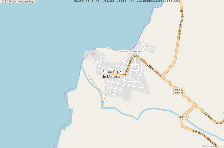 Karte Von Santa Cruz de Miramar Mexiko