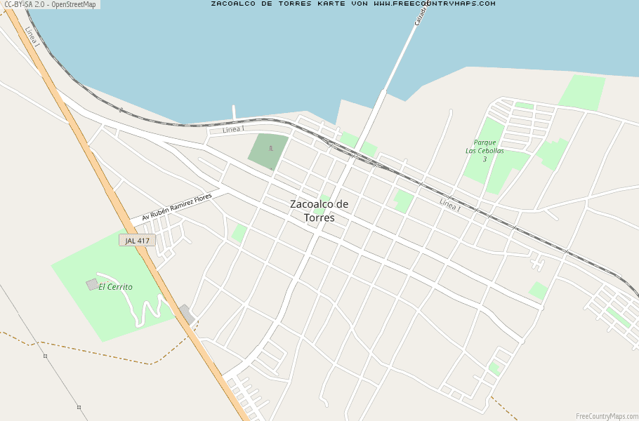 Karte Von Zacoalco de Torres Mexiko