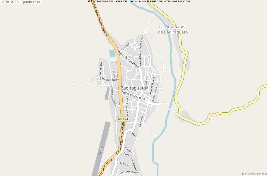 Karte Von Badiraguato Mexiko