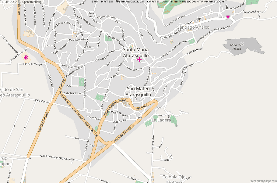 Karte Von San Mateo Atarasquillo Mexiko