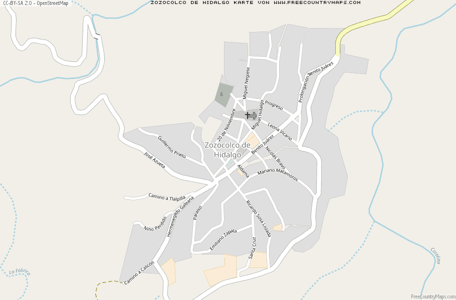 Karte Von Zozocolco de Hidalgo Mexiko
