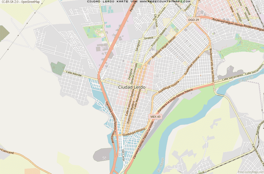 Karte Von Ciudad Lerdo Mexiko