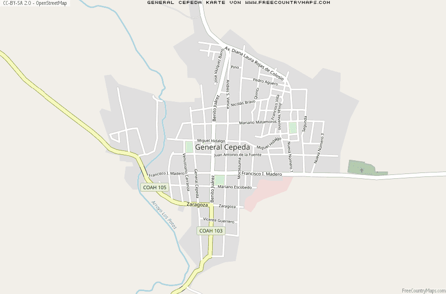 Karte Von General Cepeda Mexiko