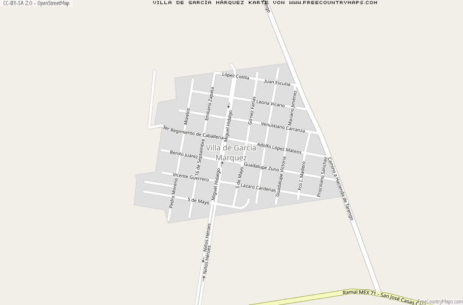 Karte Von Villa de García Márquez Mexiko