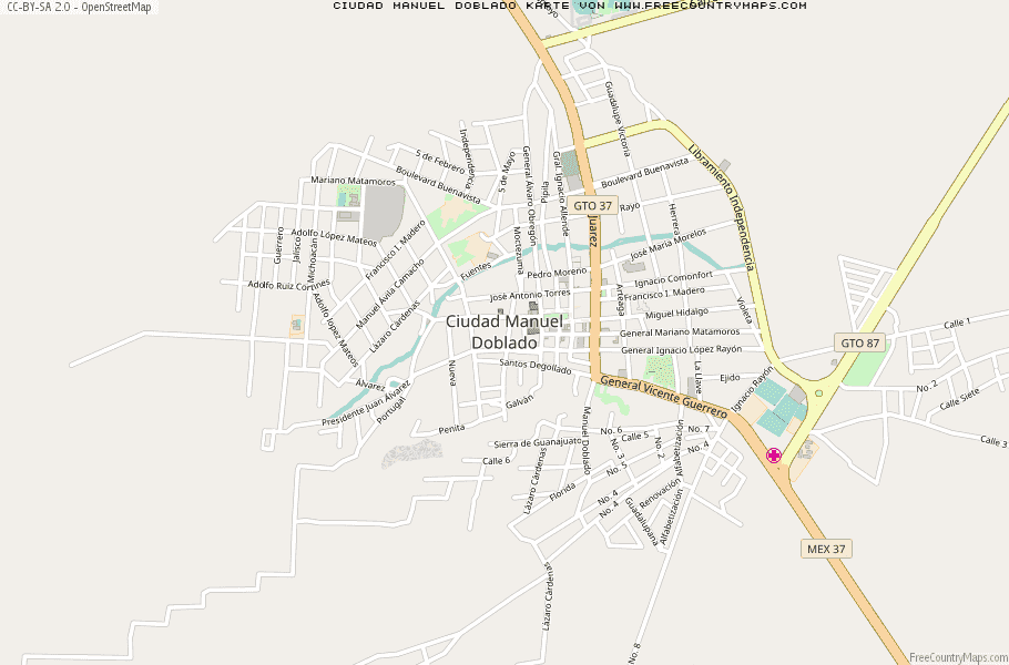 Karte Von Ciudad Manuel Doblado Mexiko